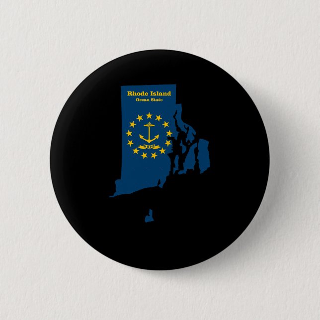 Rhode Island Map Flag Sticker  6 Cm Round Badge (Front)