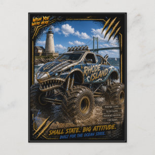 Rhode Island Monster Truck Off Road Art Postcard