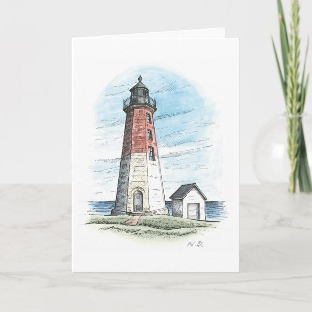 Rhode Island Notecard featuring Point Judith Light (Front)
