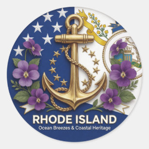 Rhode Island Ocean State Heritage ⚓ Classic Round Sticker