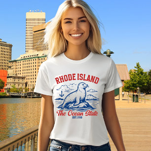 Rhode Island Ocean State Seal Design Tri-Blend Shirt