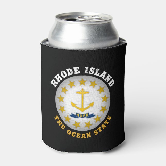 RHODE ISLAND OCEAN STATE STATE FLAG  CAN COOLER (Can Front)