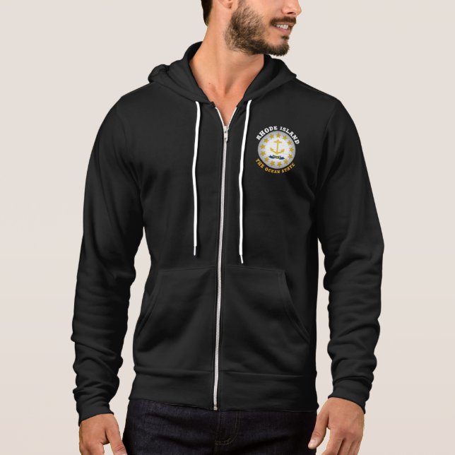 RHODE ISLAND OCEAN STATE STATE FLAG HOODIE (Front)