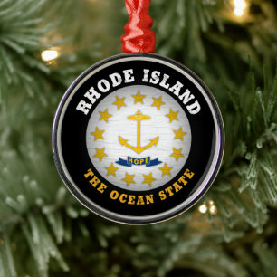 RHODE ISLAND OCEAN STATE STATE FLAG METAL TREE DECORATION
