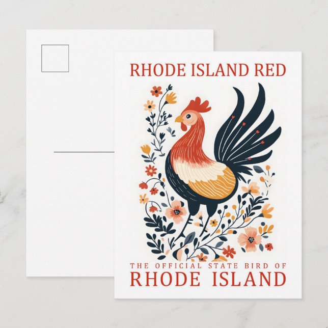 Rhode Island Red Bird of Rhode Island Travel Postcard (Front/Back)
