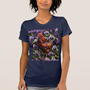 Rhode Island Red Chicken Surrounded By Viola T-Shirt