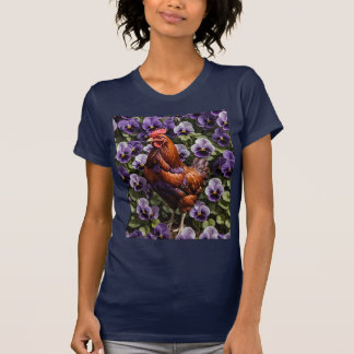 Rhode Island Red Chicken Surrounded By Viola  T-Shirt