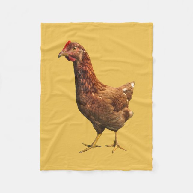 Rhode Island Red Hen Chicken Fleece Blanket (Front)