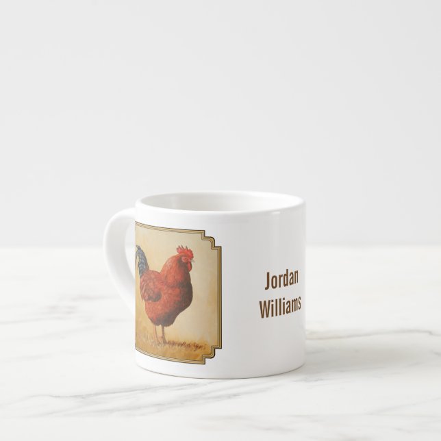Rhode Island Red Rooster Chicken Espresso Cup (Front Left)