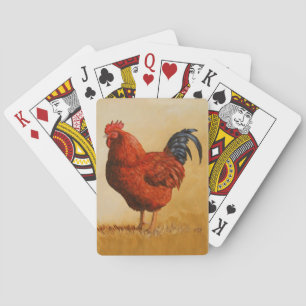 Rhode Island Red Rooster Chicken Playing Cards