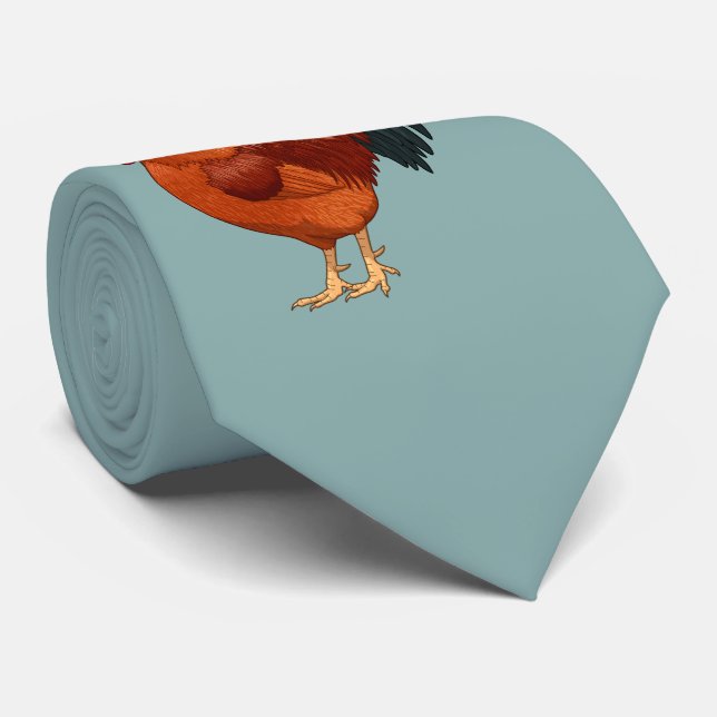 Rhode Island Red Rooster Crowing Tie (Rolled)
