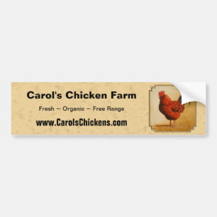 Rhode Island Red Rooster Yellow Background Bumper Sticker