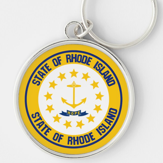 Rhode Island Round Emblem Key Ring (Front)