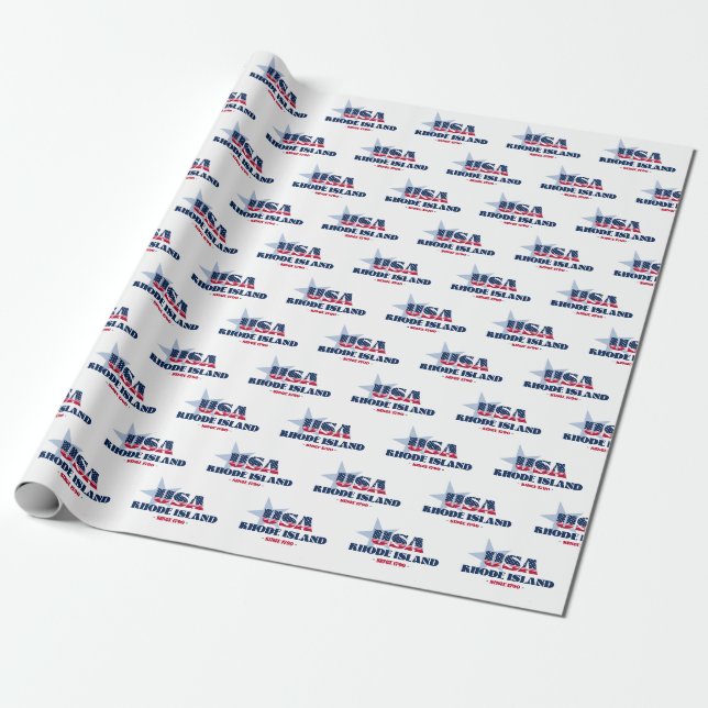 Rhode Island Stars and Stripes State Wrapping Paper (Unrolled)