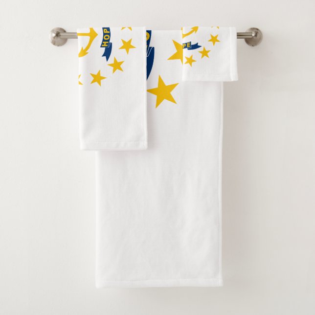 Rhode Island State Flag Bath Towel Set (Insitu)