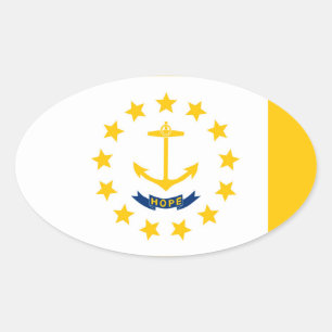 Rhode Island State Flag Design Oval Sticker
