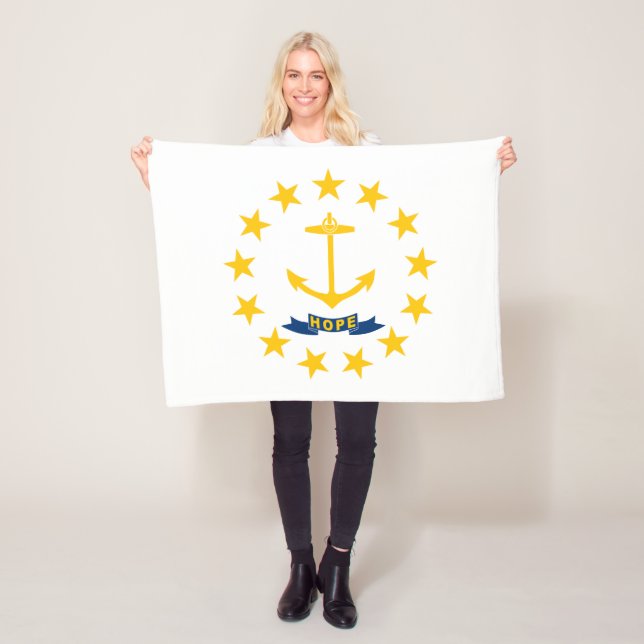Rhode Island State Flag Fleece Blanket (In Situ)