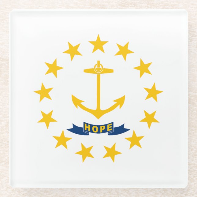 Rhode Island State Flag Glass Coaster (Front)