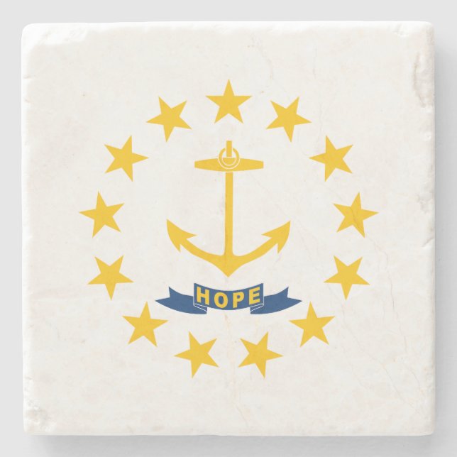 Rhode Island State Flag Stone Coaster (Front)
