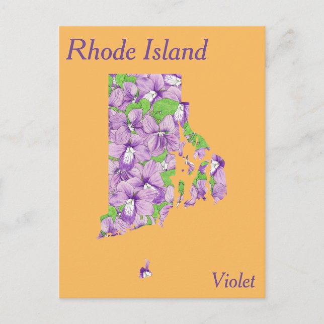 Rhode Island State Flower Collage Map Postcard (Front)