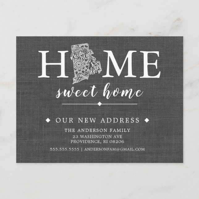 RHODE ISLAND State Moving Announcement Post Card (Front)