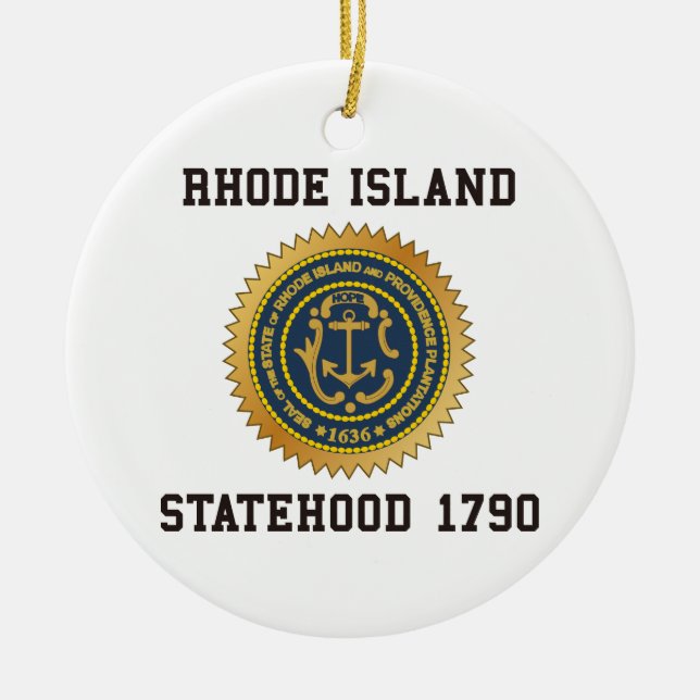 Rhode Island Statehood Ceramic Tree Decoration (Front)