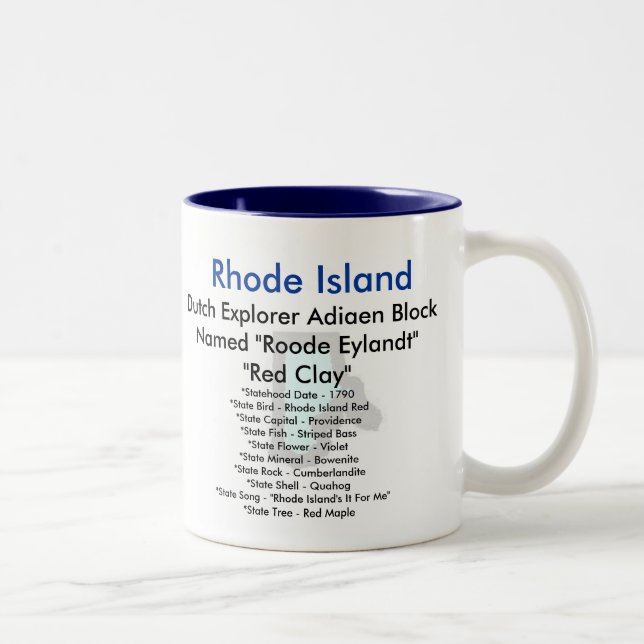 Rhode Island Symbols & Map Two-Tone Coffee Mug (Right)