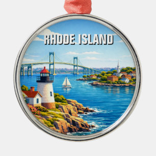 Rhode Island Travel Metal Tree Decoration