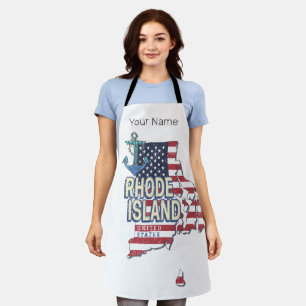 Rhode Island United States Retro State Map Vintage Apron