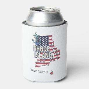 Rhode Island United States Retro State Map Vintage Can Cooler