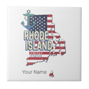Rhode Island United States Retro State Map Vintage Tile