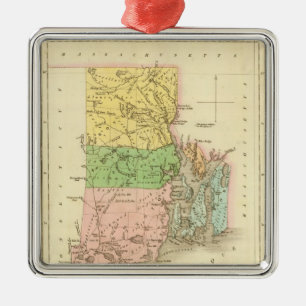Rhode Island US Metal Tree Decoration