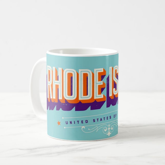 Rhode Island USA  Retro Postcard Mug (Front Left)