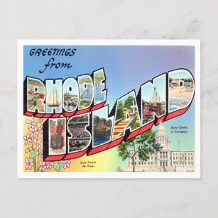 Rhode Island Vintage Big Letters Postcard