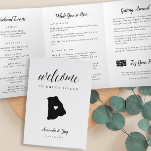 Rhode Island Wedding Welcome Letter & Itinerary Tri-Fold Programme
