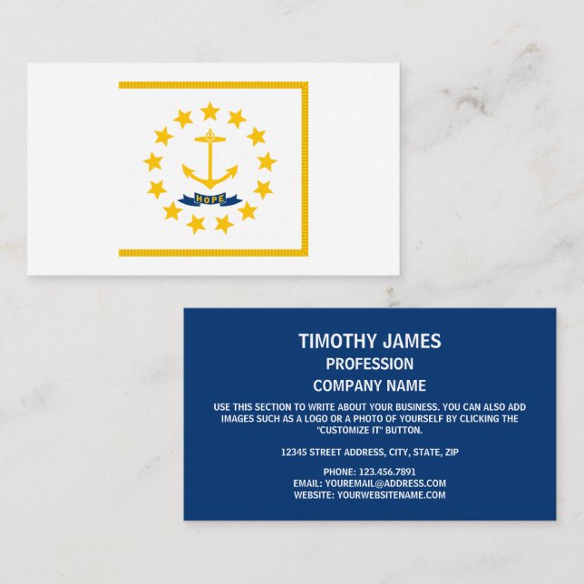 Rhode Islander Flag, Flag of Rhode Island Business Card (Front/Back)