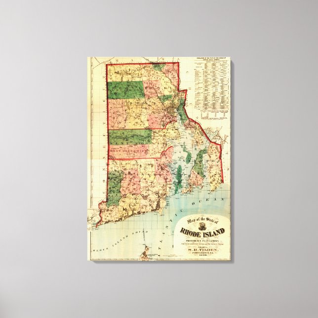 Rhode IslandPanoramic MapRhode Island Canvas Print (Front)