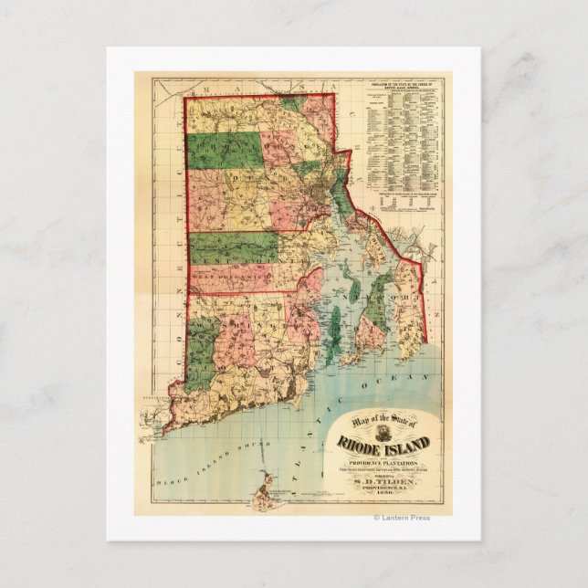 Rhode IslandPanoramic MapRhode Island Postcard (Front)