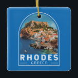 Rhodes Greece Illustration Travel Art Vintage<br><div class="desc">Rhodes retro vector travel design. Rhodes,  the largest of Greece’s Dodecanese islands,  is known for its beach resorts,  and ancient ruins.</div>