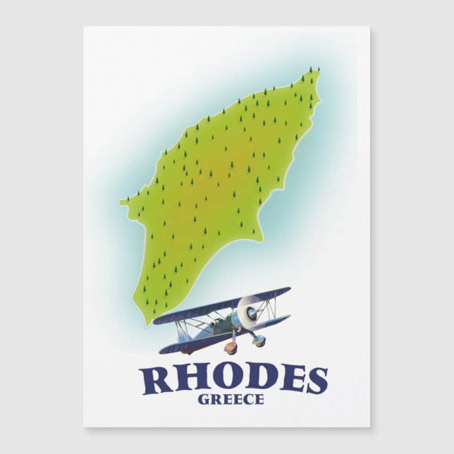 Rhodes, Greece island map travel poster. (Front)