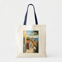 Rhodes Greece Old Town Travel Art Vintage