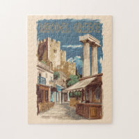 Rhodes Greece Ruins Travel Art Vintage