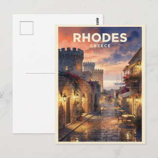 Rhodes Greece Vintage Travel Postcard