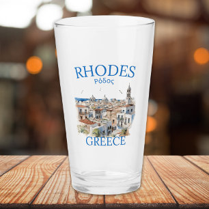 Rhodes Greece Watercolor – Greek Island Souvenir Glass