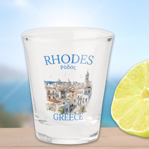 Rhodes Greece Watercolor – Greek Island Souvenir Shot Glass