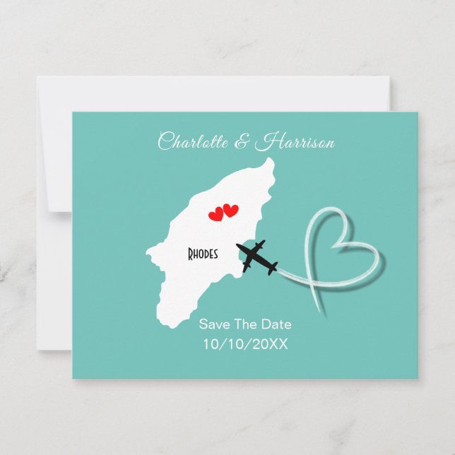 Rhodes Greek Wedding Destination Save The Date (Front)