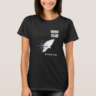 Rhodes Island Mediterranean Sea Coordinates Map Va T-Shirt