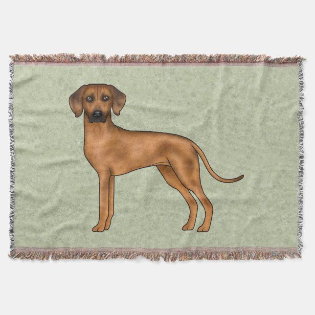 Rhodesian Ridgeback African Lion Dog Breed Green Throw Blanket (Front)
