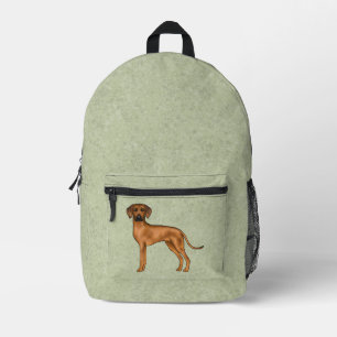 Rhodesian Ridgeback African Lionhound Dog Green Printed Backpack
