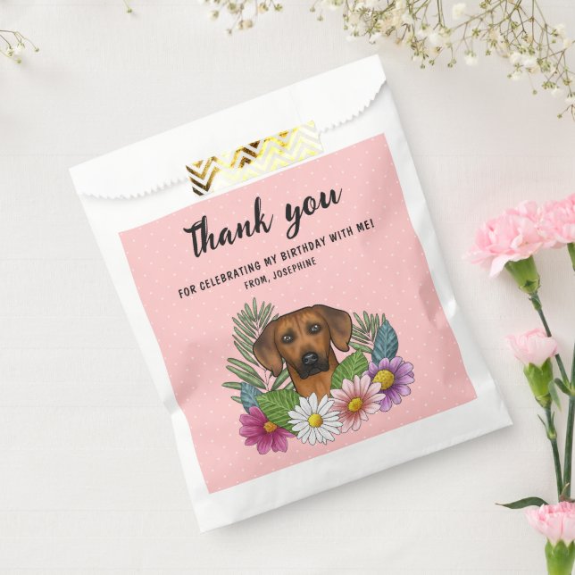 Rhodesian Ridgeback And Flowers Birthday Thank You Favour Bags (Sealed)